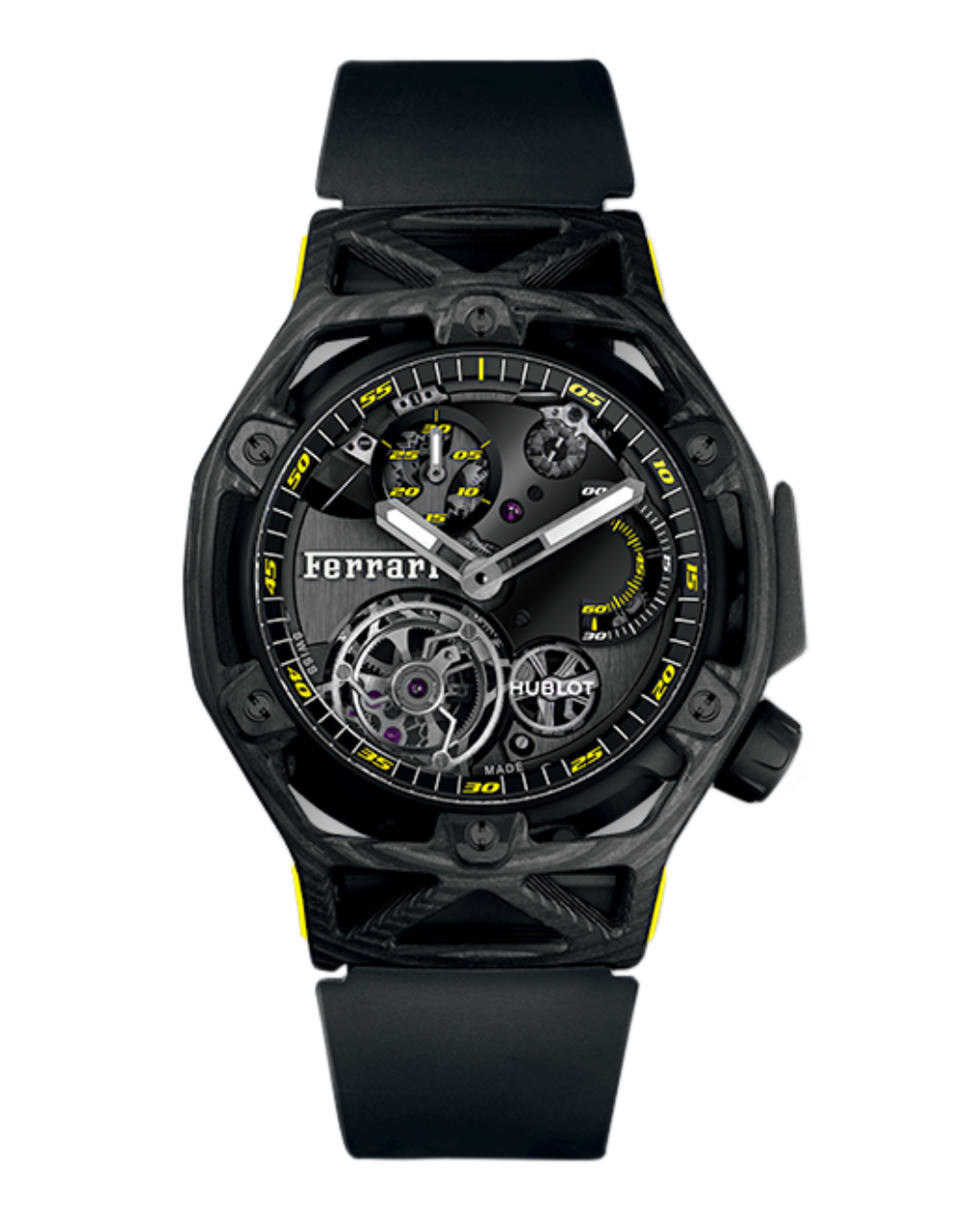 Hublot Techframe Ferrari Tourbillon Chronograph Carbon Yellow 45 Mm The Hour Glass Official