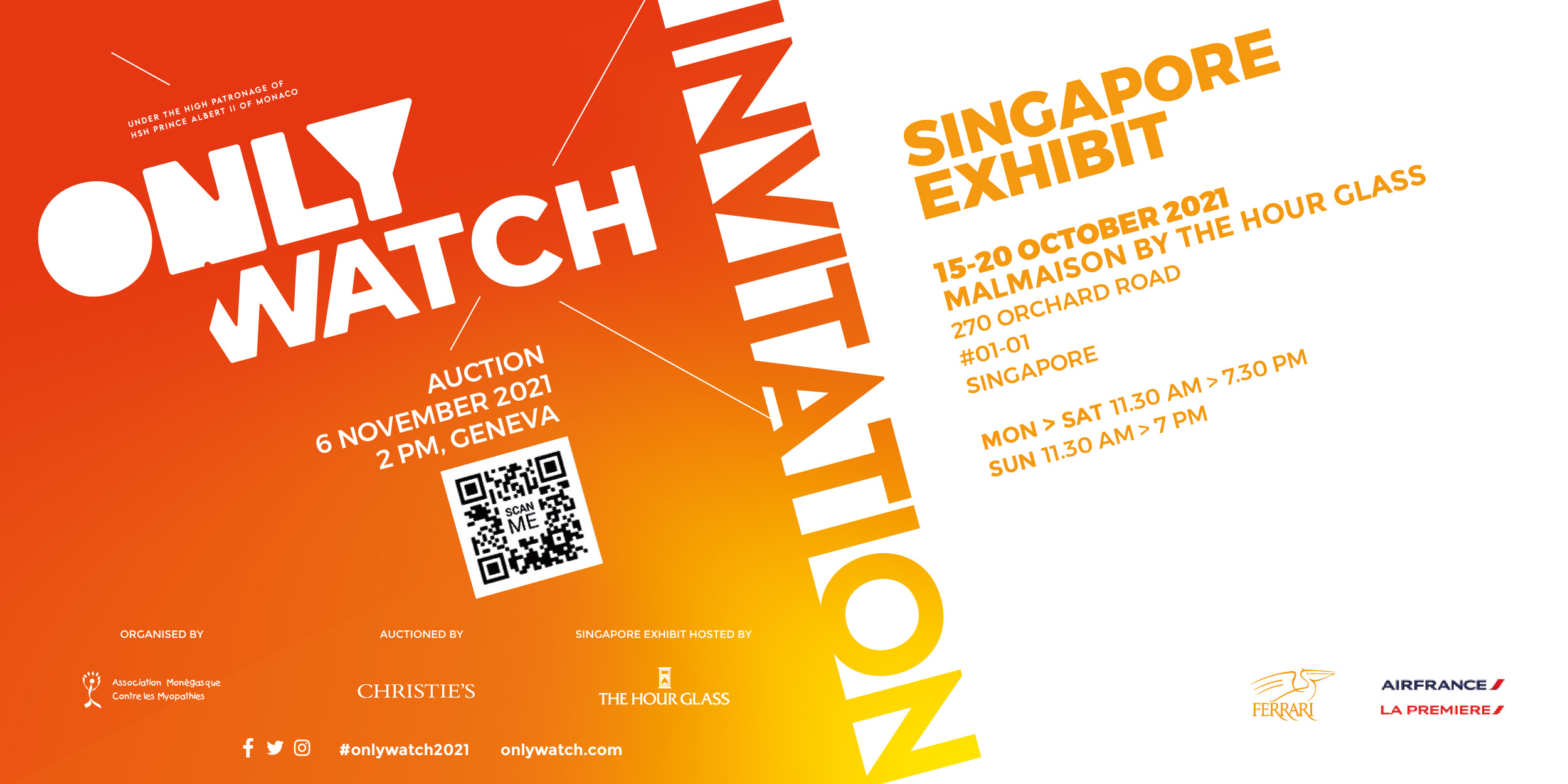 ONLY WATCH 2021 Exhibition E invitation The Hour Glass Singapore