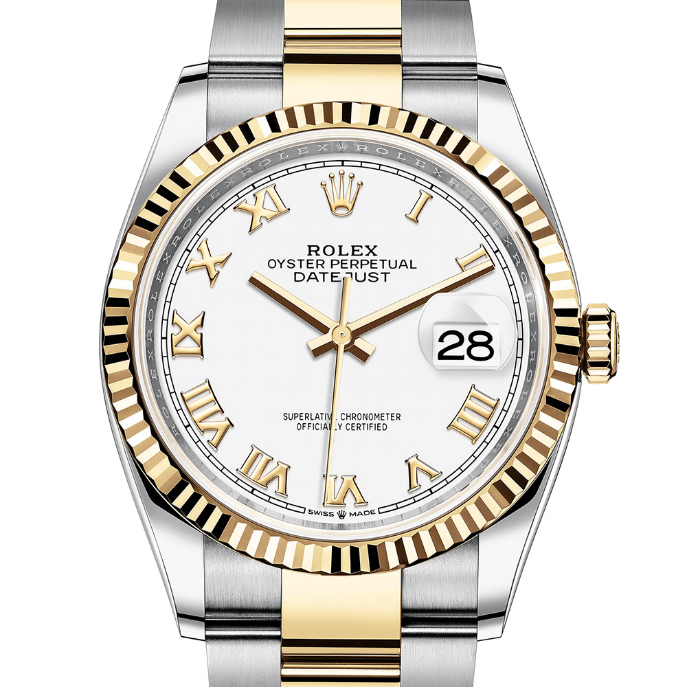 rolex datejust 36 oystersteel and white gold