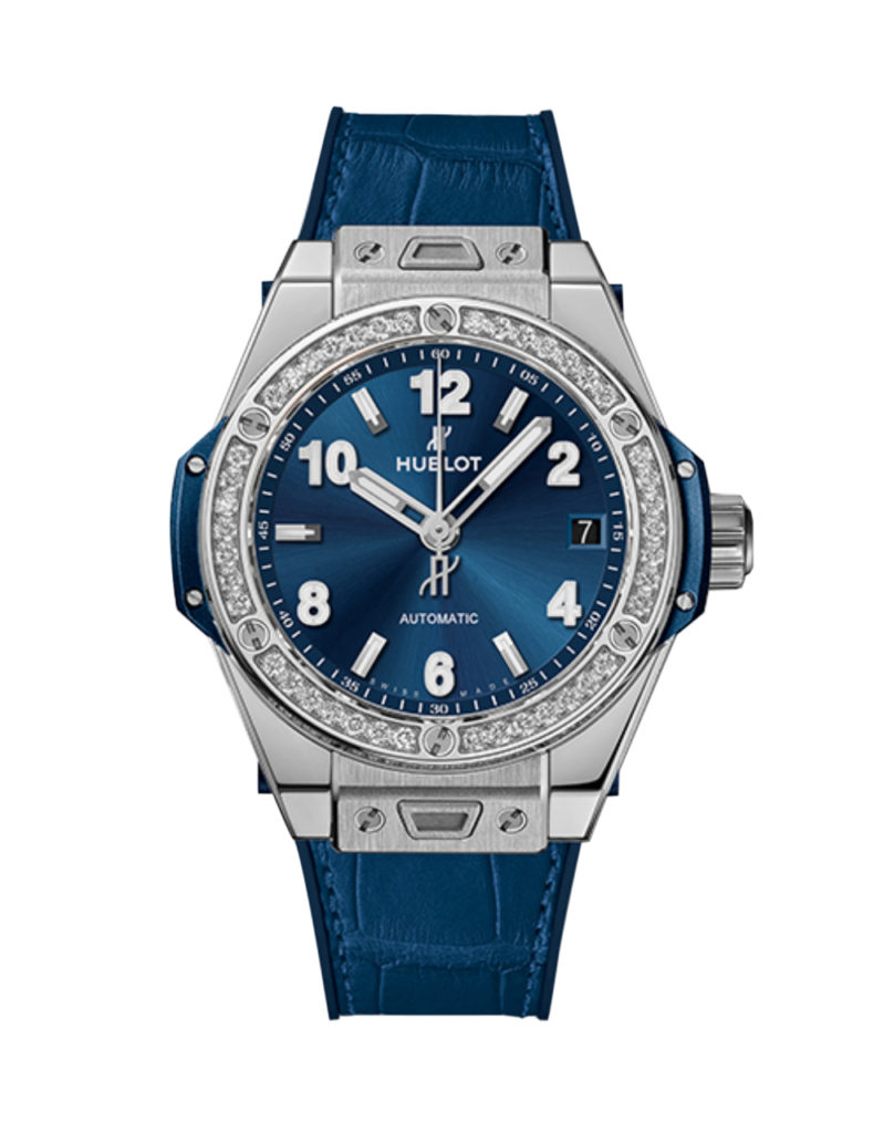 hublot blue watch with diamonds