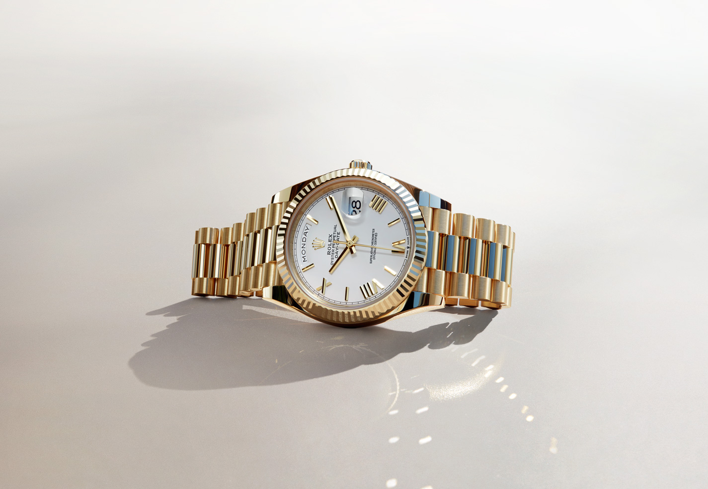 Rolex Day-Date white dial roman numerals