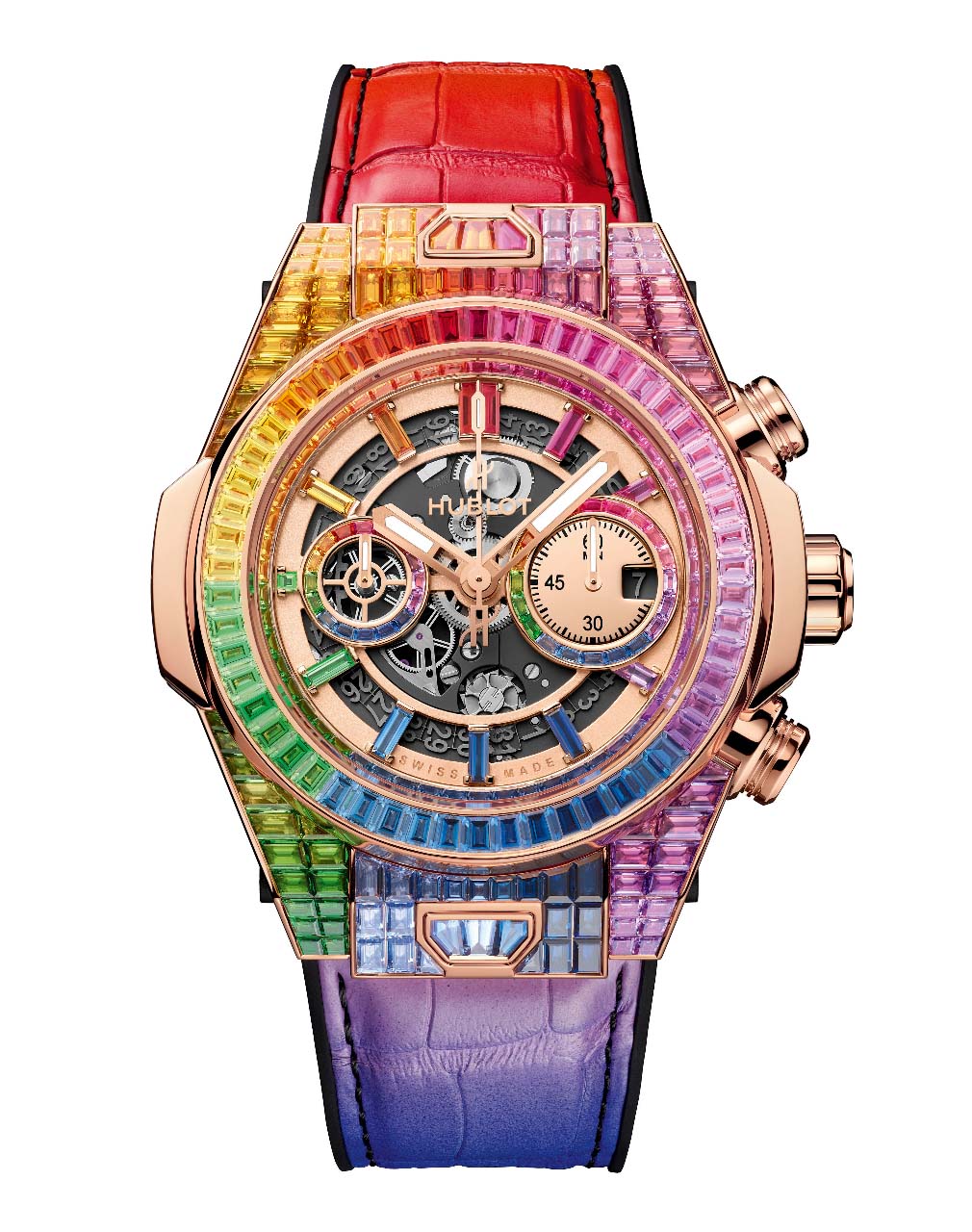 Hublot Big Bang Unico Full Baguette King Gold Rainbow 45 mm | The Hour ...