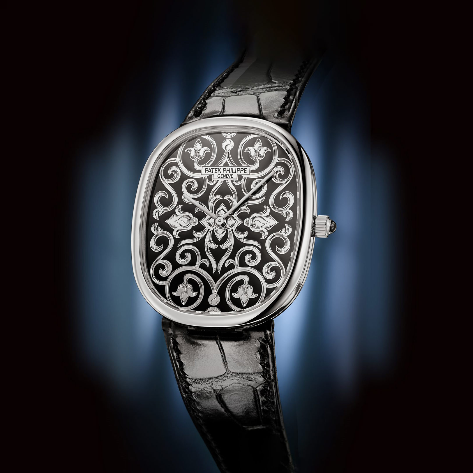 Golden Ellipse Grand Feu Black Enamel White Gold gallery 8