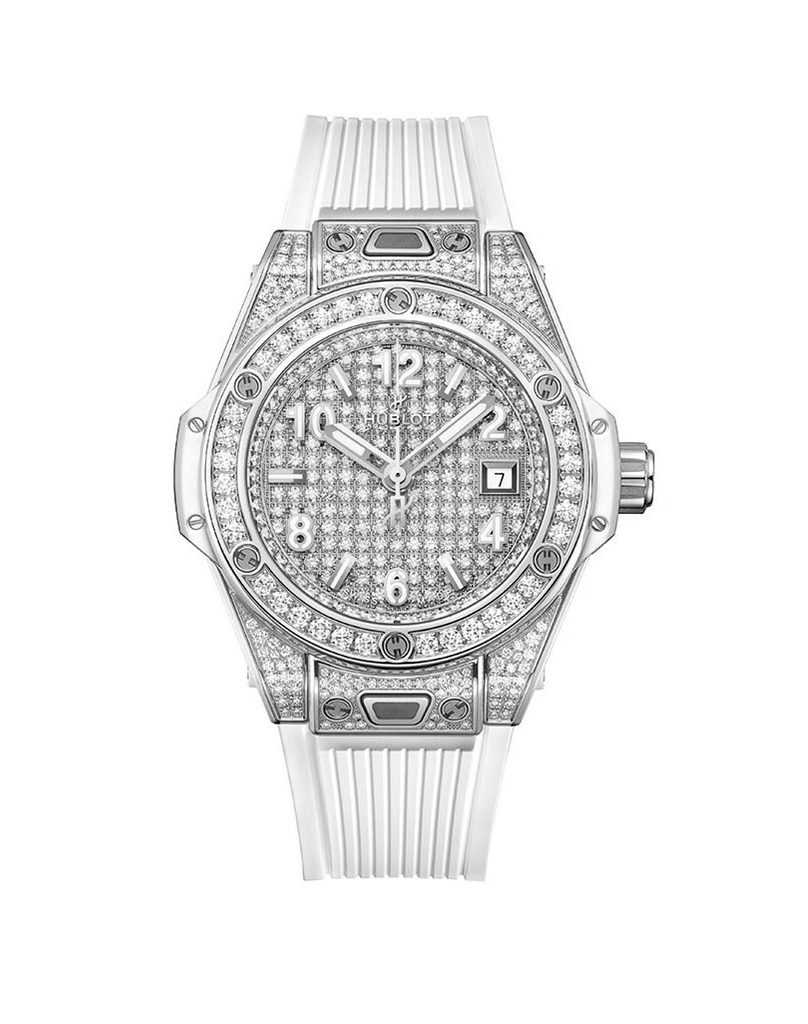 Big Bang One Click Steel White Full Pave 33mm