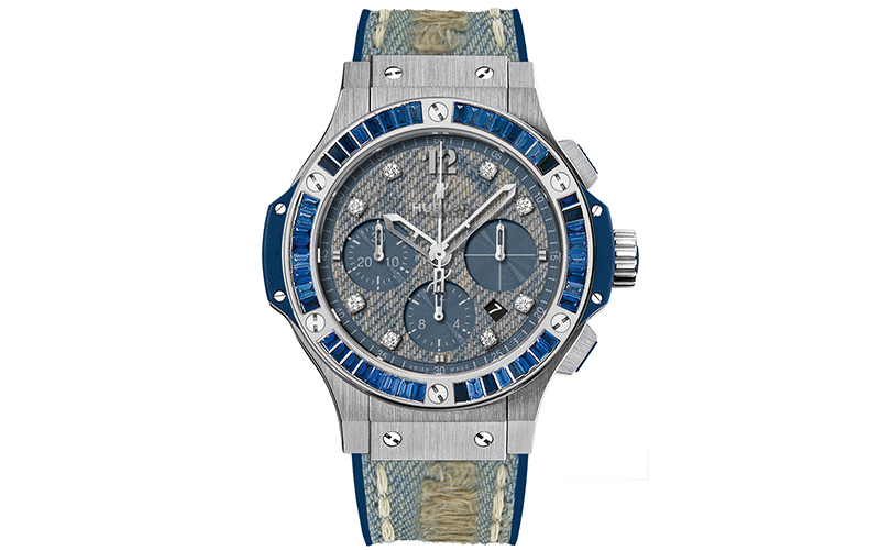Hublot Big Bang Jeans 341.SX.2710.NR.1901.JEANS Automatic Steel case Rubber bracelet Men's watch/Unisex White gold bezel Blue dial 