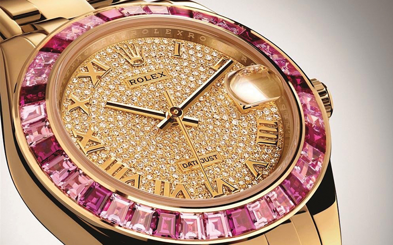 Rolex Datejust_Datejust Pearlmaster_81348SARO_Automatic_Yellow gold case_Yellow gold bracelet_Ladies' watch_Pink sapphire glass_Roman numerals_Fold clasp