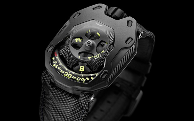 Urwerk UR-105TA Knight Black Automatic Titanium Textile bracelet Men's watch/Unisex 