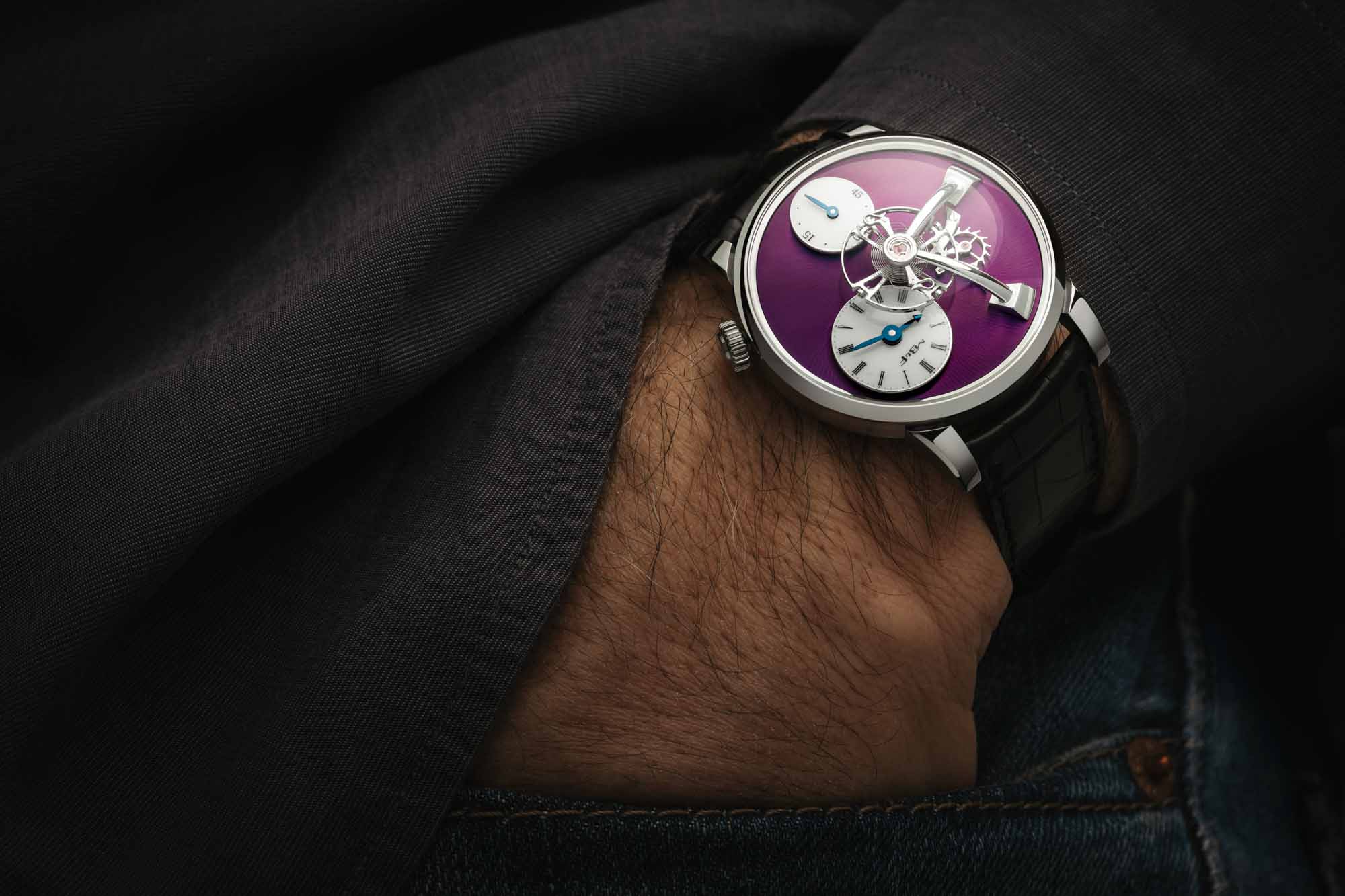 18k white gold with a purple dial plate LM101