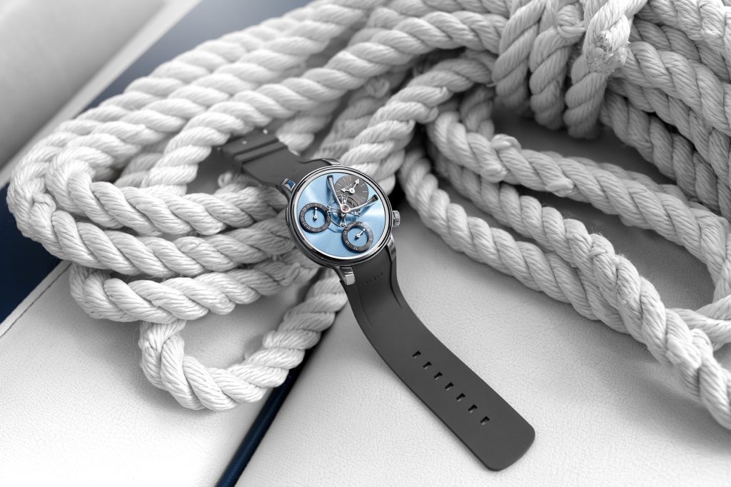 MB&F Legacy Machine Split Escapement EVO in Ice Blue