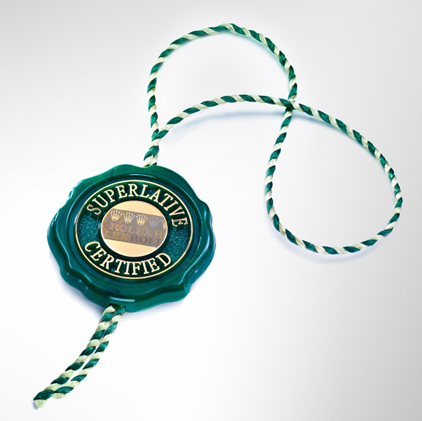 Green wax seal of Rolex Superlative Chronometry certification