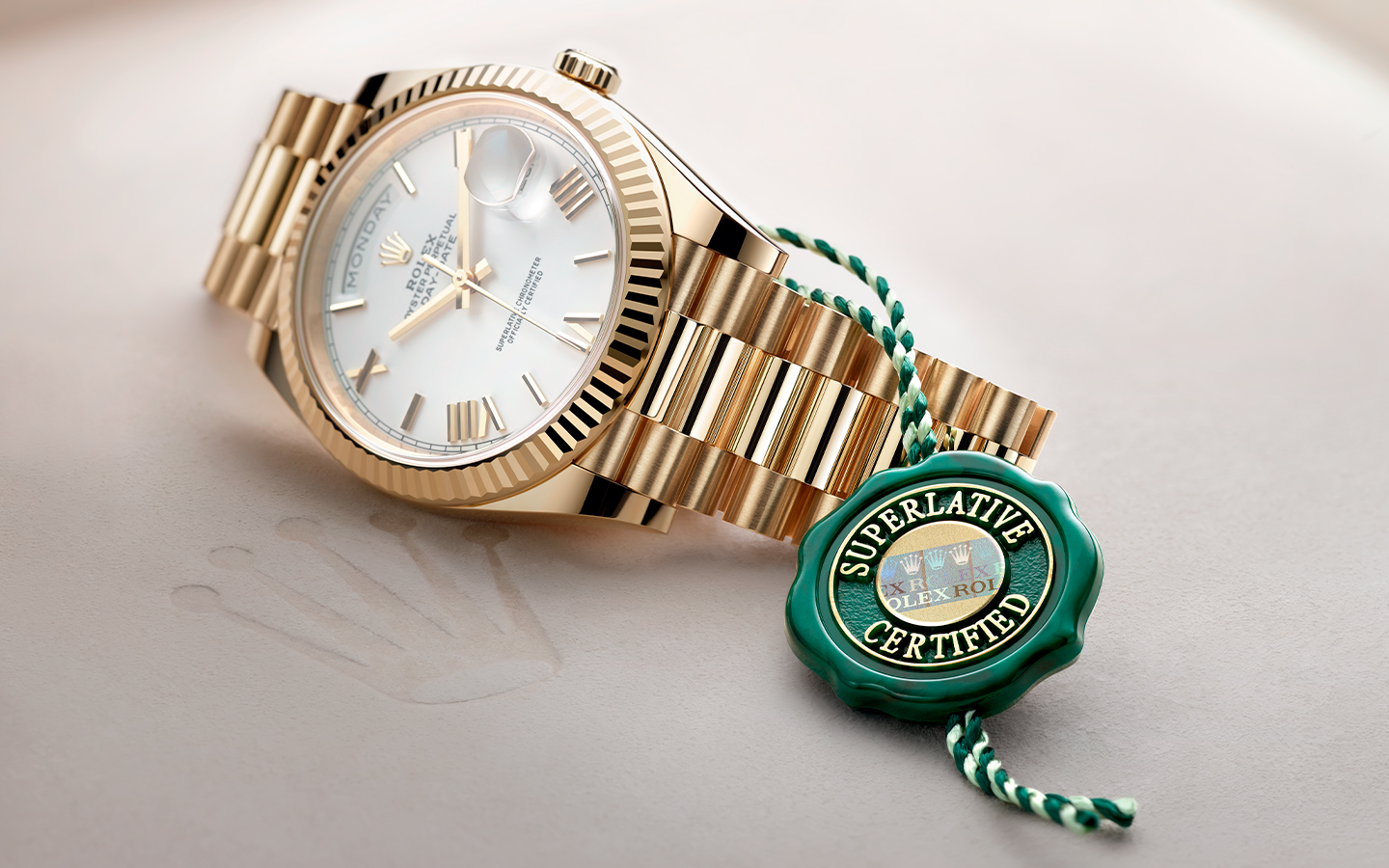 Gold watch with Rolex green wax seal