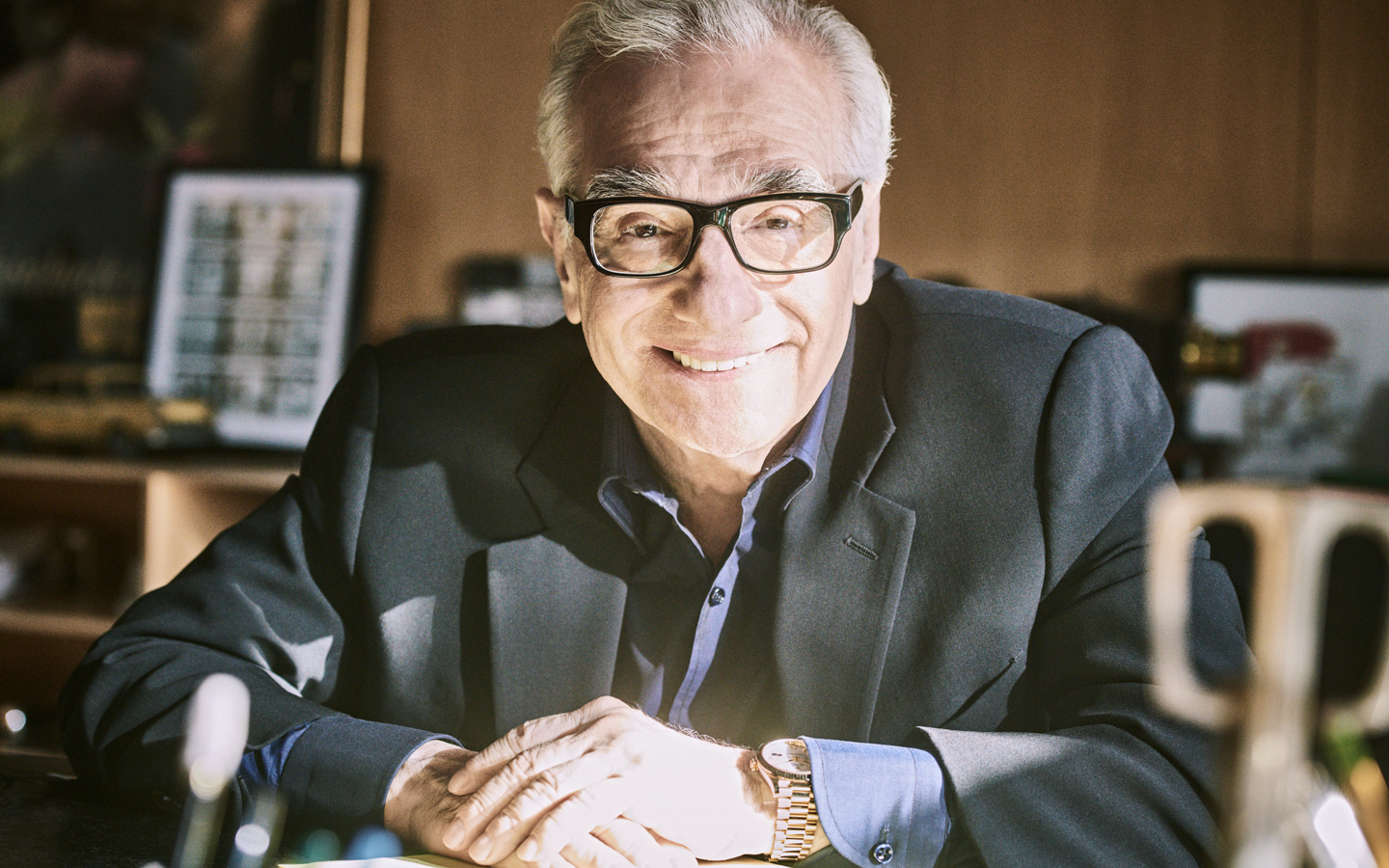 American film director Martin Scorsese wearing a Rolex Day-Date